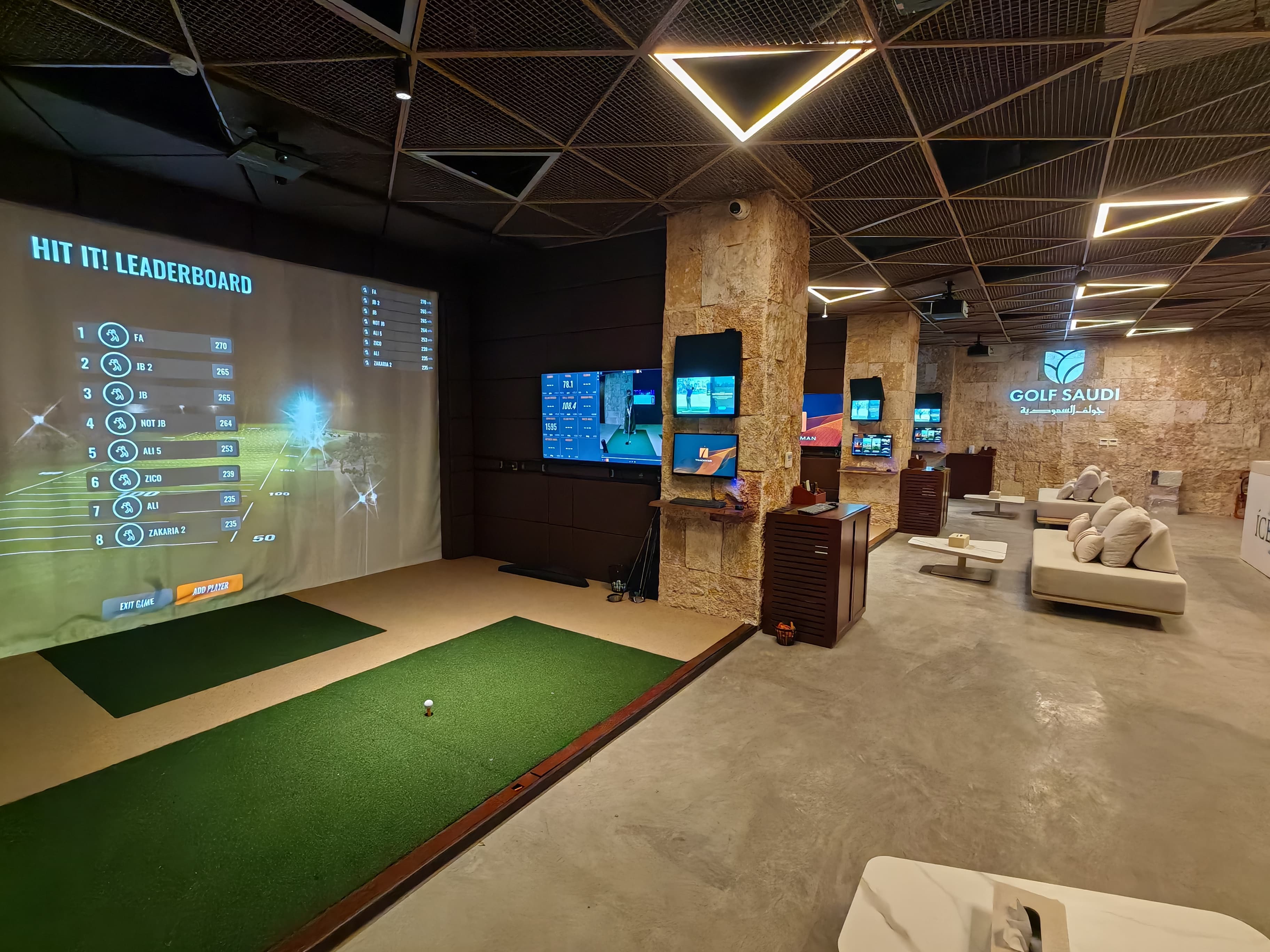 Immersive golf simulator environment at RGC VIP Academy, Riyadh